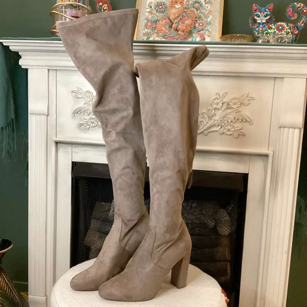 Steve Madden Emotions Tan Faux Suede Over The Knee Boot